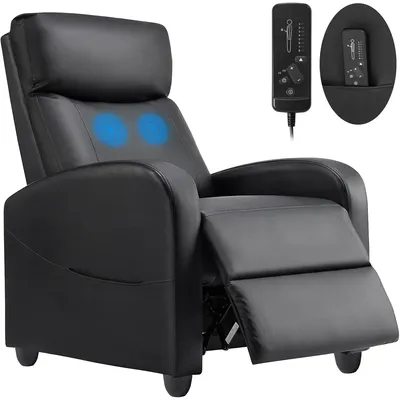 Recliner Chair Massage Reclining for Adults, Comfortable PU Leather Recliner Sofa Adjustable Home