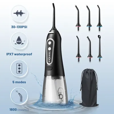 Oral Irrigator USB Rechargeable Water Flosser Portable Dental Water Jet 300ML Water Tank Waterproof