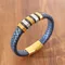 Vintage Blue Leather Woven Magnetic Buckle Bracelet Charming Men