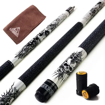 CUESOUL Coming Rockin Series 58" 21oz Maple Pool Cue Stick Set with Joint Protector/Shaft Protector and Cue Towel
