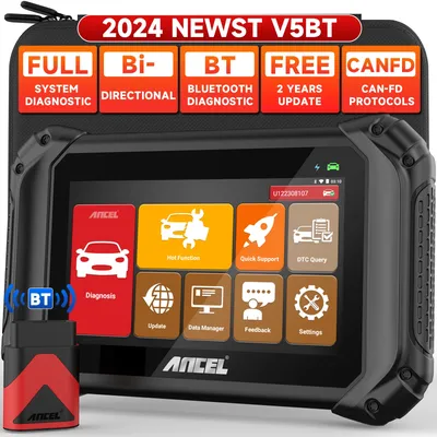 2024 ANCEL V5 BT OBD2 Diagnostic Tool Bi-directional Control ODB OBD2 Scanner CAN FD Full System Car