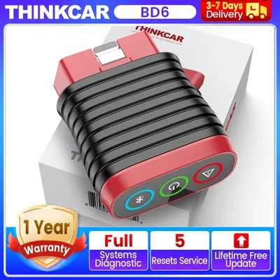 THINKCAR BD6 Bluetooth Scanner Car Diagnostic Tool OBD2 Scanner Full System Diagnose 5 Reset Free