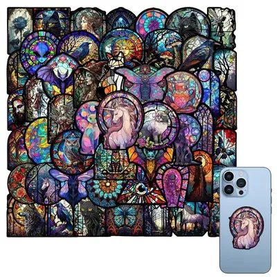 Stained Glass Window Decal 50pcs Decal Cling Film For Window Removable Glass Window Graffiti