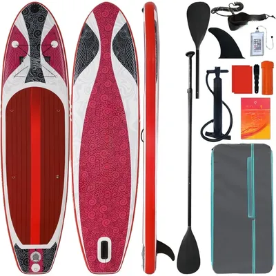 Inflatable stand-up paddle board with premium SUP paddle board accessories, wide and stable