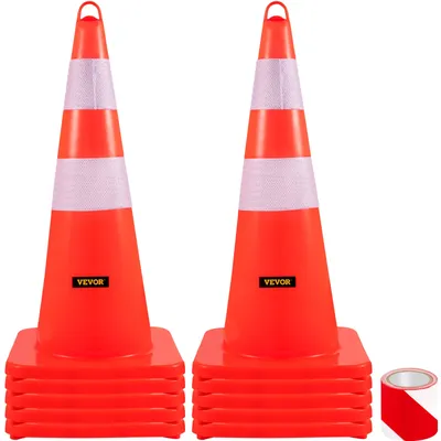 VEVOR Safety Cones 10/12PCS 28" Traffic Cones PVC Orange Construction Cones Weighted Base Ring Used