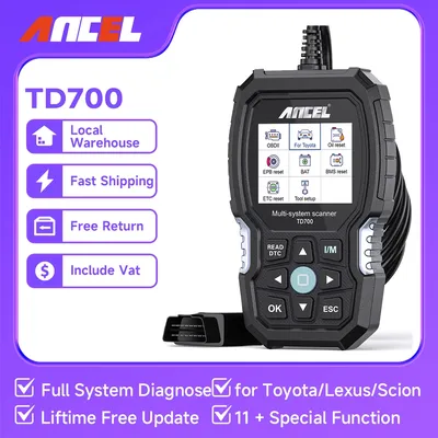 ANCEL TD700 OBD2 Automotive Scanner for Toyota/Lexus/Scion All System TPMS Relearn ABS Engine Airbag