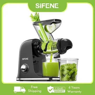 SiFENE Compact Single Serve Slow Masticating Juicer, Cold Press Juicer Machinefor Fruits and