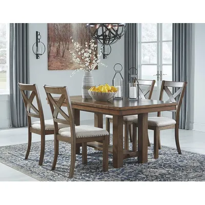 Design by Ashley Moriville Modern Farmhouse 19" Upholstered Dining Room Chair, 2 Count, Brown