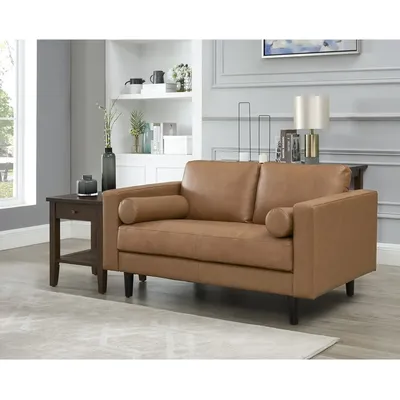 Mid-Century Top Grain Genuine Leather Loveseat, Love Seat Sofa Bed Sleeper, Love Seats Furniture for