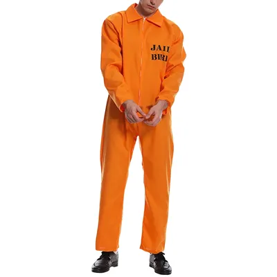 American Prisoner Cosplay Costume Pants Men Jumpsuit Adult Orange Prison Uniform Cosplay Masquerade