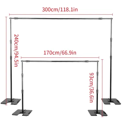 SH 2.4X3M Light Iron Plate Background Stand Photo Backdrop Support Studio Light Tripod Picture Canva