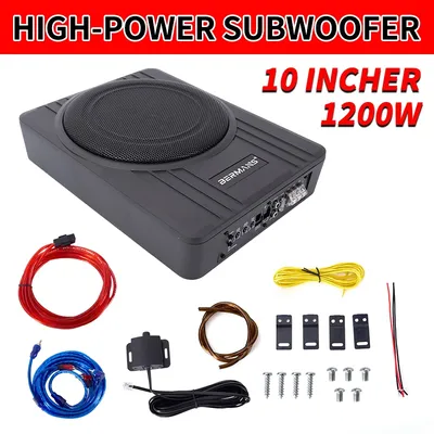 Max 1200W Car Seat Subwoofer, 10-inch Car Subwoofer Ultra-thin Subwoofer, Car Modified Audio