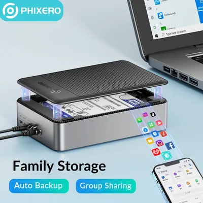 PHIXERO NAS Wireless Personal Private Cloud Server 2.5" inch SATA Hard Drive Storage Box HDD SSD