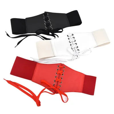 Fashion Corset Wide Belts Faux Leather Slimming Body Shaping Girdle Belt For Women Elastic Tight