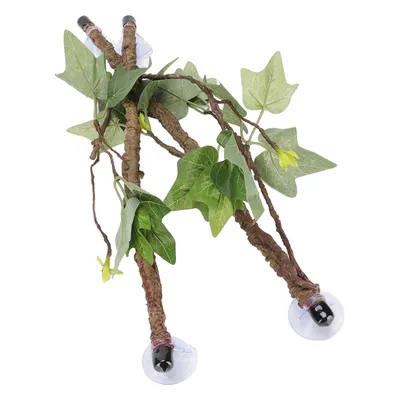 Reptile Corner Branch Terrarium Plant Decoration with Suction Cups for Amphibian Lizard Snake