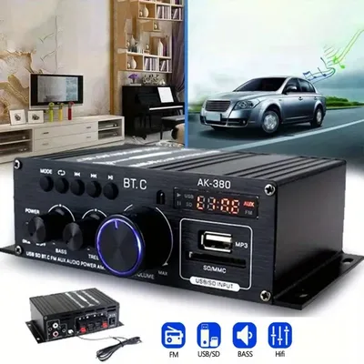 1 Set 2.0CH 400W Hi-Fi Auto Stereo 12V MP3 Car Audio Amplifier Radio Booster Home Car FM Supports