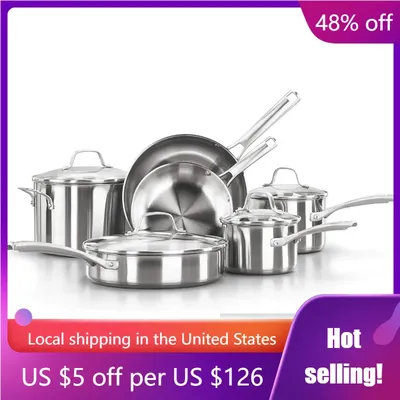 10 Piece Set, Stainless Steel Kitchen Utensils with Insulated Handle and Spout, Dishwasher Safe,