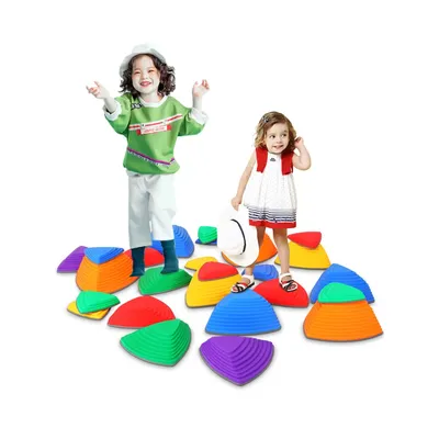 25 PCS Rainbow Color Stepping Stones Non-Slip Balance River Stones Toys Indoor And Outdoor Play