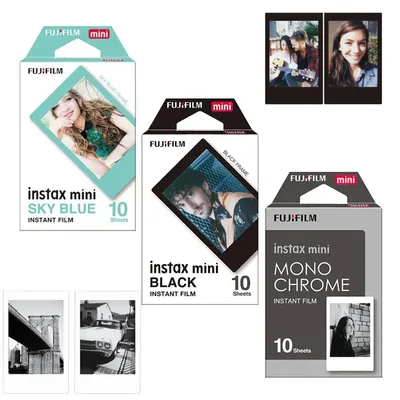 Genuine Fujifilm Fuji Instax Mini Film Monochrome Mono/ Black / Sky Blue Film 30 pcs for Mini 11 9 8