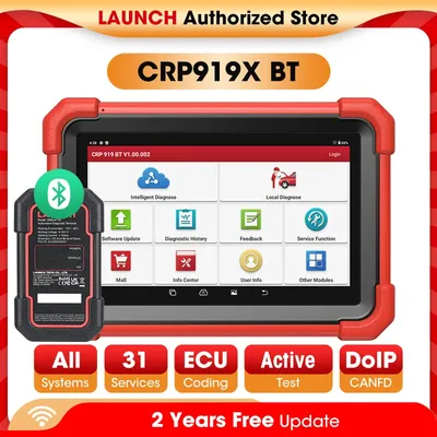 New LAUNCH X431 CRP919X BT OBD2 Scanner Automotive Diagnostic Tools Car CANFD DOIP ECU Coding Professional Scan Free Shipping
