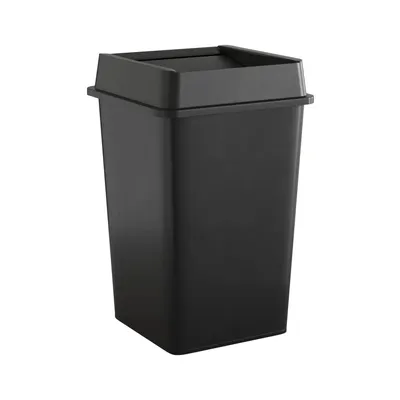 Garden 35 gallon black square trash can with lid