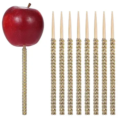 12Pcs Bling Candy Apple Bamboo Sticks for Dessert Table Tea Party Birthday Wedding Buffet DIY