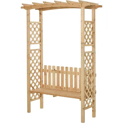 Wooden Garden Arbor for Climbing Plants with Garden Bench Garden Arch to Grow Grapes & Vines Patio