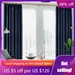 Thermal and Heat Insulating Curtains for the Living Room Divider Curtain Rod Navy 120“ W X 96” L