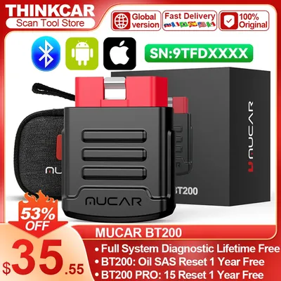 MUCAR BT200 BT200 PRO Car Scan Tool OBD2 Diagnostic Tool Full System Diagnosis scanner for all car 15 Reset Code Reader