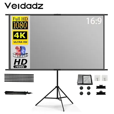 VEIDADZ Projector Screen With Stand Grey Anti-Light 160°Viewing Angle 60 84 100 120inch Indoor