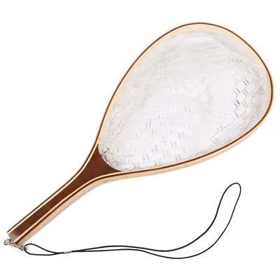 Fly Fishing Landing with Wooden Frame, Trout Fishing Net, Soft Rubber Catch and Release Fly Fishing