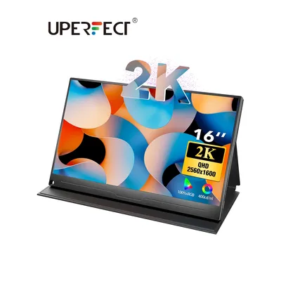 UPERFECT 2K Portable Monitor 16'' 60Hz LCD Gaming Display 2560x1600 QHD Travel Laptop IPS USB C