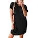 New women's casual European and American summer contrasting wave stripe short sleeved pocket dress