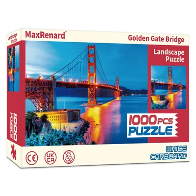 MaxRenard Game 1000 Pieces Jigsaw Puzzles World Famous Lanscape Golden Gate Biridge with Glue Sheets