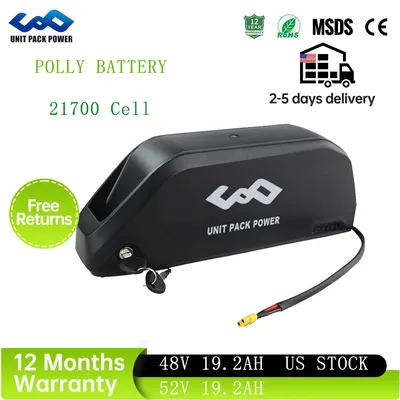 Polly eBike Battery 52V 19.2AH Lithium Electric Bicycle Downtube Battery with Charger 48V 17.5AH 52V