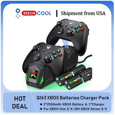 BEBONCOOL Q163 For XBOX ONE X/S/Elite XBOX Serise X/S Gamepad Charger with 2*5520mWh Batteries Dual