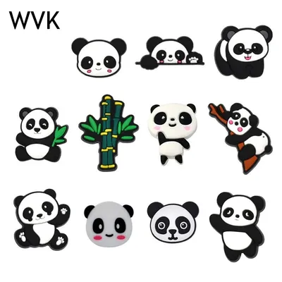 11Pcs Cute Panda Style Shoes Charms Packs Shoe Decoration Sets Kids Shoe Charms Set Accessories