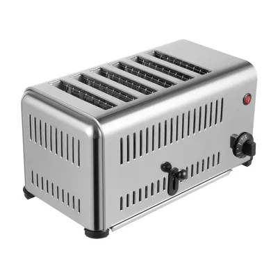 110V 1680W Commercial Bread Maker Machine 6 Slices 1.2 Inch Slot for Breakfast Silver Toaster Home