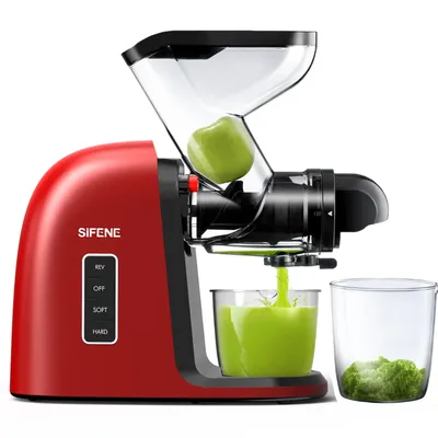 SiFENE Quiet Cold Press Juicer Machine, Wide 3.2" Dual Feed Chute, Slow Masticating Juicer,