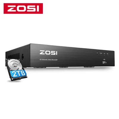 ZOSI 4K Urtra HD PoE NVR 8CH Expand 16CH H.265+ Video Surveillance Network Recorder only work with