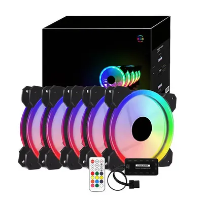 RGB PC Fan 12V 6 Pin 12cm Cooling System Cooler Fan with Controller for Computer Silent Gaming Case