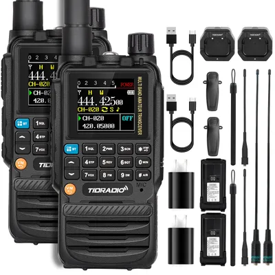 TIDRADIO 2PCS H3 Walkie Talkies Long Range Wireless Programming Air Band Tow Way Ham Radio Wireless