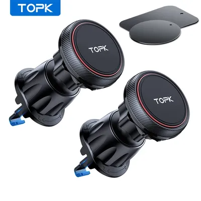 TOPK Magnet Car Phone Holder Mount [2 Pack],Cell Mobile Support Mount GPS Bracket in Car For iPhone