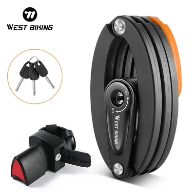 WEST BIKING Anti-Theft Bicycle Folding Lock MTB Road Bike Portable Lock Scooter Ebike Motorcycle