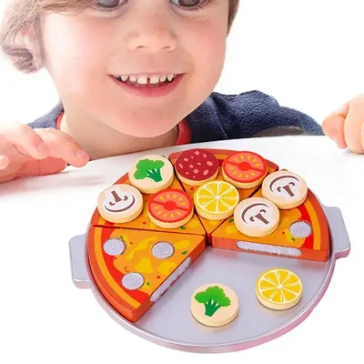 Pizza Kitchen For Kids Wooden Food Toy Kids Play Pizza Safety Multifunctional Colorful Kids Play