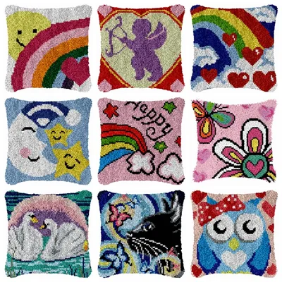 Latch Hook,Animal,Carpet Embroidery,Rug Kits,DIY,Cartoon,Cross Stitch,Wool Pillow,3D,Latch Hook