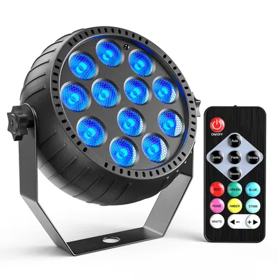 U'King 12LED Mini 15W RGBW Par Lights with Remote Control DMX512 Stage Flat Par Lighting Effect DJ Disco Party Bar Show Light