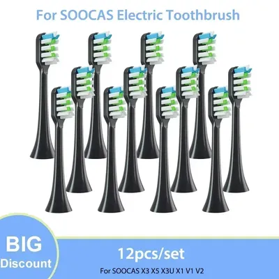 12pcs/Set Replacement Brush Heads For SOOCAS X3 X5 X3U X1 V1 V2 SOOCARE Head Bristle Clean Nozzles