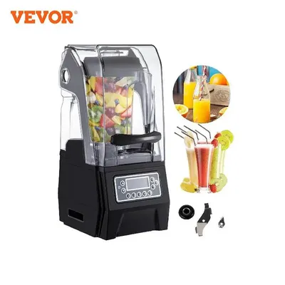 VEVOR Black/White Self-Cleaning Ice Smoothie Blenders Countertop Silent Sound Shield Juicer Fruit