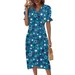 Summer Women's Dresses American Independence Day Print Midi Dress Ladies Casual Dress V Neck Dress